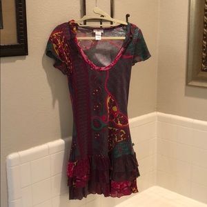 Scoop neck short multi color dress